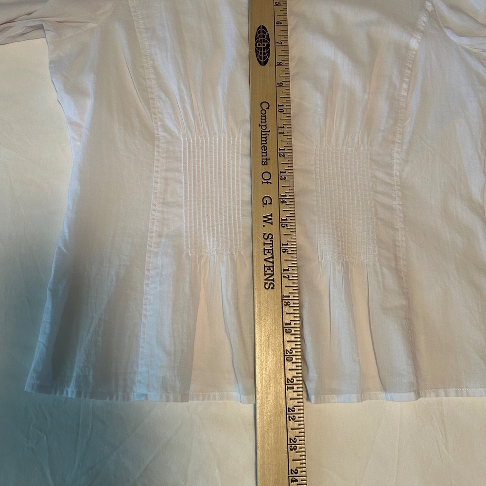 Sundance White Cotton Long Sleeve Button‎ Front Blouse Ruffle Trim Size 12 - Picture 12 of 15
